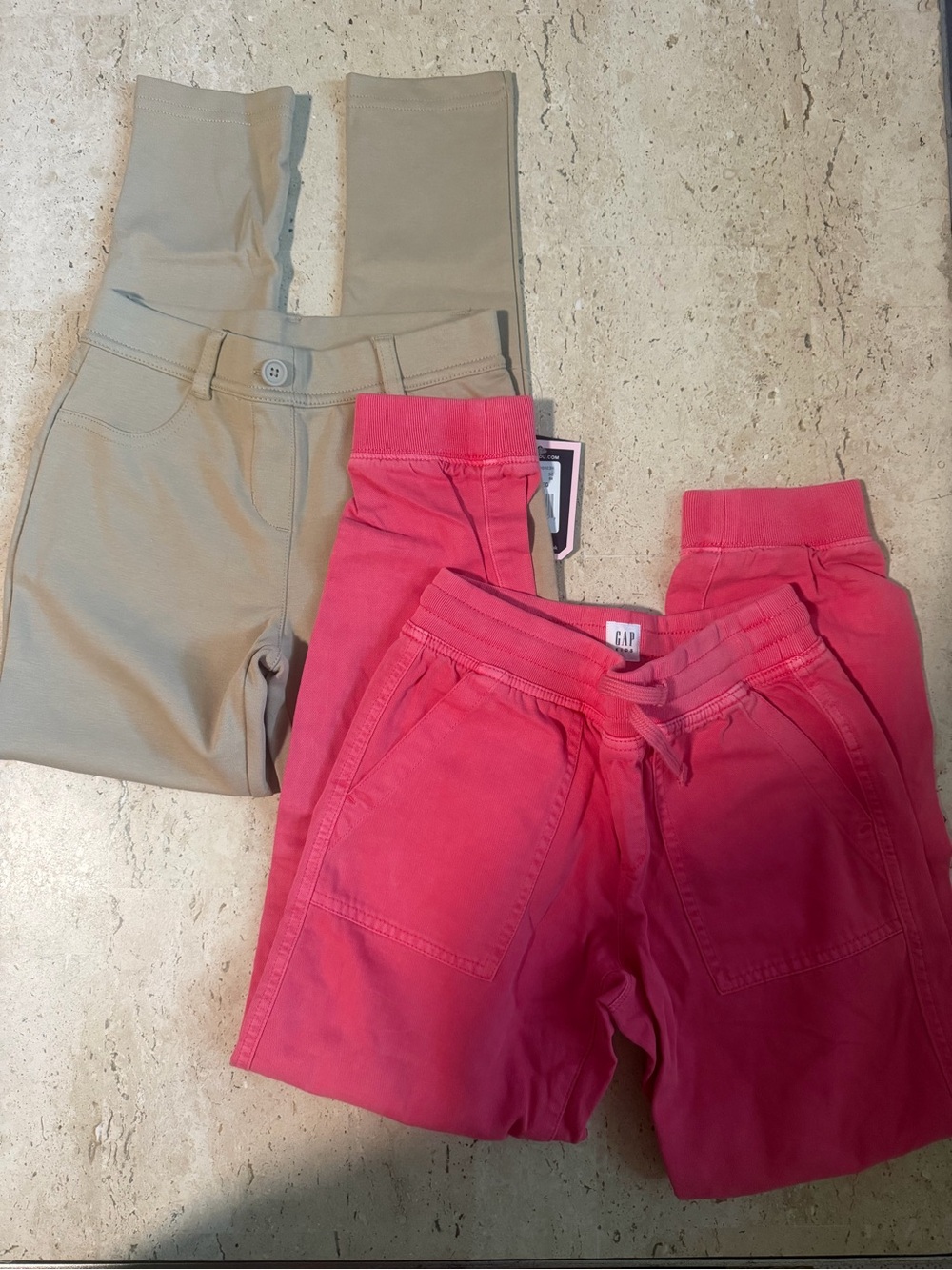 Girl’s Two Pairs Pants NWT Chaps Khaki and NWT Pink Gap Pants Medium 8